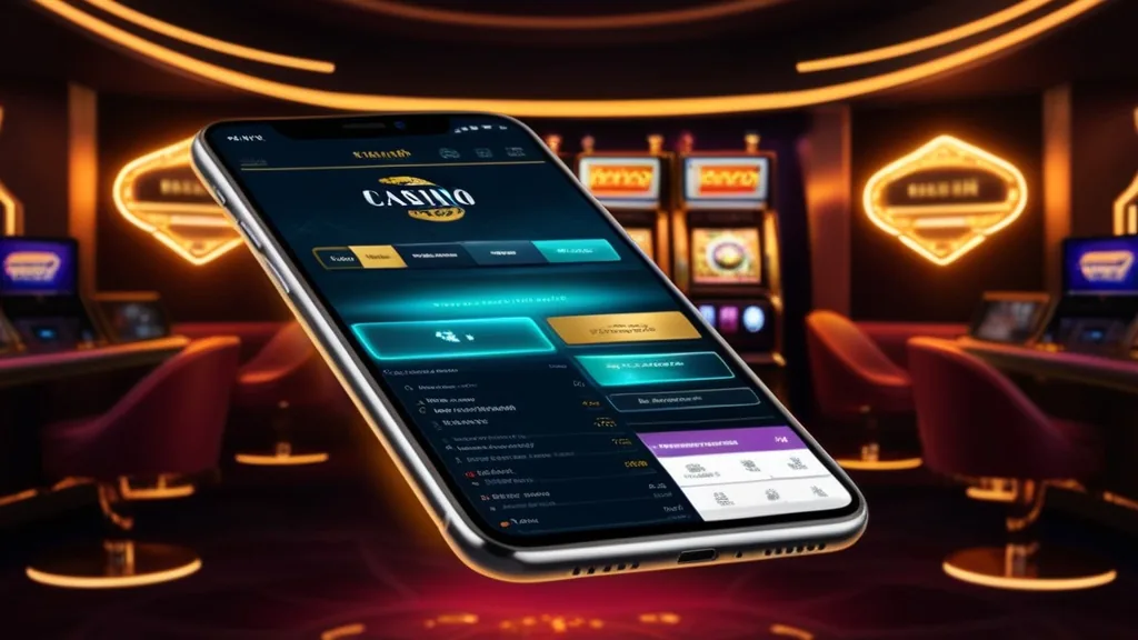 Smartphone avec interface de casino et fonctionnalités mises en avant