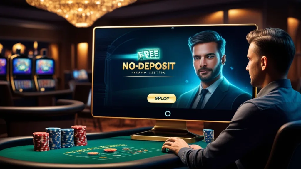 Petit crédit sans dépôt affiché dans une ambiance de casino sombre