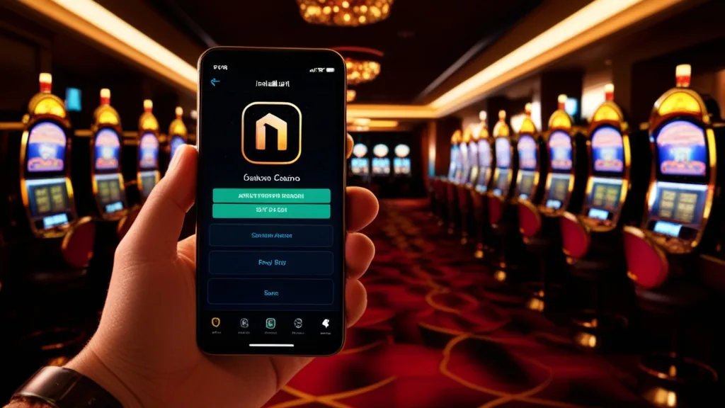 Installation d’un fichier APK sur smartphone dans une ambiance de casino
